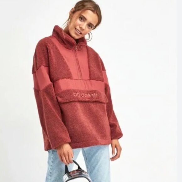 NWOT Adidas originals teddy bear sherpa sweater/jacket - Oversized - Picture 2 of 9